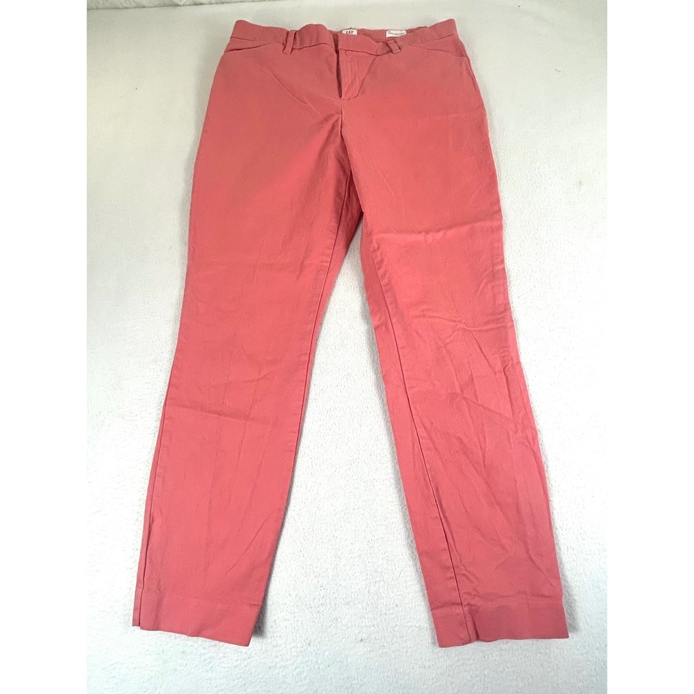 Gap Skinny Ankle Khaki‎ Pants Women 10 Pink Starburst Preppy